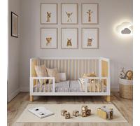 Love For Sleep Lit Bebe Evolutif 140x70cm Transformable avec Barrière de Sécurité Pin Blanc Alex lit evolutif Bebe en Bois Lit évolutif Enfant - Baby Bed, lit Bebe Fille, garçon