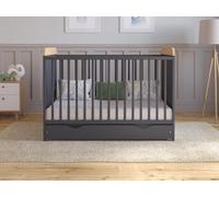 Love For Sleep Lit Bebe Evolutif avec Matelas - Lit Bebe 120x60 cm Bois avec Matelas & Tiroir - Lit Bébé Lit Bois Anthracite-Pin, Lit Bébé Set Complet Lit Evolutif Bebe