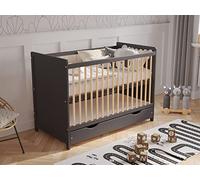 Love For Sleep Lit Bébé Évolutif en Bois 120x60 cm avec Matelas en Mousse, Tiroir et Barrière de Sécurité - Lit Transformable pour Fille ou Garçon - Modèle Tokyo