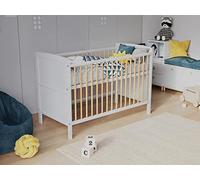 Love For Sleep Lit Bebe Evolutif en Bois avec Matelas en Mousse Aloe Vera 120x60cm,Lit pour Bebe Pin-Blanc,Transformable en lit Enfant