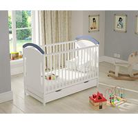Love For Sleep Lit Bébé Évolutif en Bois Bleu 120x60 cm avec Barrière de Sécurité et Protections en Silicone - Lit Transformable pour Fille ou Garçon - Modèle Amie