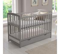 Love For Sleep Lit Bébé Évolutif en Bois Gris 120x60 cm Tiroir Barrière de Sécurité et Protections en Silicone - Lit Transformable pour Fille ou Garçon - Modèle Jacob