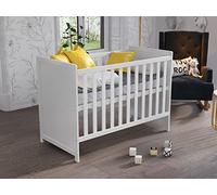 Love For Sleep Lit Bébé Évolutif,Lit Bebe Bois 120x60 cm Transformable en Bois Blanc avec Barrière de Sécurité - Matilda, Lit Enfant Fille Garçon