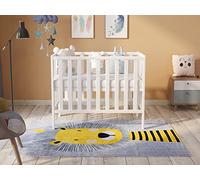 Love For Sleep Mini Lit Bébé Évolutif en Bois Blanc 100x50 cm avec Matelas Matelassé - Lit Compact Gain de Place pour Fille ou Garçon - Modèle Paris