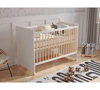 Love For Sleep Tokyo Lit Bébé Évolutif 120x60 cm en Bois de Pin Blanc - Transformable avec Barrière de Sécurité, pour Fille ou Garçon