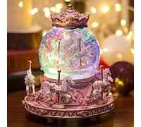 LOVE FOR YOU Emballage Cadeau Boîte à Musique Carrousel Chevaux Lumières colorées Licorne Musical Boule à Neige pour Filles et Femmes Bébé Enfants Fille Maman Petite-Fille Noël Anniversaire Cadeaux