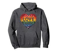 Love gagne la célébration LGBTQ de la Rainbow Heart Pride Sweat à Capuche, Unisexe pour Adultes, Chiné Foncé, XXL
