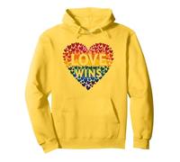 Love gagne la célébration LGBTQ de la Rainbow Heart Pride Sweat à Capuche, Unisexe pour Adultes, Citron, XL