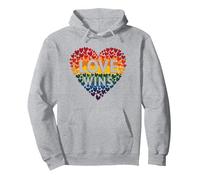 Love gagne la célébration LGBTQ de la Rainbow Heart Pride Sweat à Capuche, Unisexe pour Adultes, Gris Chiné, XXL