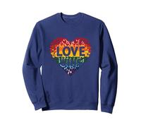 Love gagne la célébration LGBTQ de la Rainbow Heart Pride Sweatshirt, Unisexe pour Adultes, Bleu Marine, S