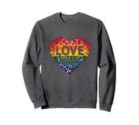Love gagne la célébration LGBTQ de la Rainbow Heart Pride Sweatshirt, Unisexe pour Adultes, Chiné Foncé, L