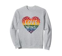 Love gagne la célébration LGBTQ de la Rainbow Heart Pride Sweatshirt, Unisexe pour Adultes, Gris Chiné, XL