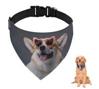 Love Glasses Bandana pour chien avec sangle réglable et anneau en D - Bavoir triangulaire pour animaux de compagnie - Vêtements et accessoires pour chiens, chiots, chats - Lavable en machine