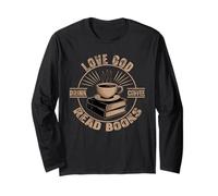 Love God Buvez du café, lisez des livres pour les amoureux, livre chrétien drôle Manche Longue