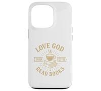 Love God Drink Coffee Read Books Lovers Vintage Christian Coque pour iPhone 13 Pro