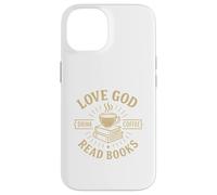 Love God Drink Coffee Read Books Lovers Vintage Christian Coque pour iPhone 14