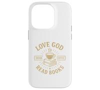 Love God Drink Coffee Read Books Lovers Vintage Christian Coque pour iPhone 14 Pro