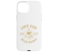 Love God Drink Coffee Read Books Lovers Vintage Christian Coque pour iPhone 15 Plus