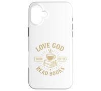 Love God Drink Coffee Read Books Lovers Vintage Christian Coque pour iPhone 16 Plus
