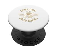 Love God Drink Coffee Read Books Lovers Vintage Christian PopSockets PopGrip Adhésif