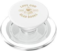 Love God Drink Coffee Read Books Lovers Vintage Christian PopSockets PopGrip pour MagSafe
