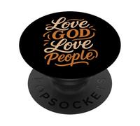 Love God Love People - Citation Vintage de la Foi chrétienne PopSockets PopGrip Adhésif