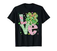 Love Green Clover Pink St Patrick Day T-Shirt