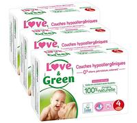 Love & Green - Couches Bébé Hypoallergéniques 0% - Taille 4 (7-14 kg) - Lot de 3 x 46 couches
