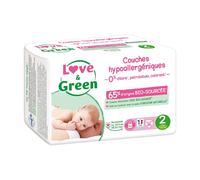 LOVE & GREEN Couches Bébé Saines et Écologiques Taille 2 3-6kg - 36 couches