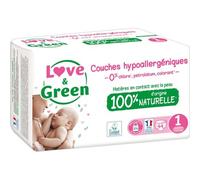 LOVE & GREEN Couches Bébé Taille 1 2-5kg Hypoallergéniques Naturelles 44 couches