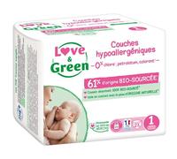 Love & Green Couches Ecolabel T1 Protection 12h peau au sec Zéro irritation 23 unités