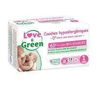 Love & Green Couches Ecolabel T1 Protection 12h peau au sec Zéro irritation 44 unités