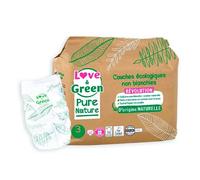 Love & Green Pure Nature Pack de 252 Couches écologiques non blanchies T3 x 42 (4-9 kg)