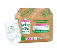 Love & Green Pure Nature Pack de 210 Couches écologiques non blanchies T4+ x 35 (9-20 kg)