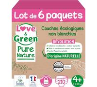 Love & Green Couches Pure Nature Ecolabel T4+ Protection 12h peau au sec Zéro irritation 35 unités