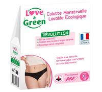 Love & Green - Culotte Menstruelle Lavable Ecologique, coton BIO - Taille XL (44) - Flux Normal