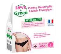 Love & Green - Culotte Menstruelle Lavable Ecologique, coton BIO - Taille L (42) - Gestion quotidienne de l'incontinence - Confort en coton bio - Culotte menstruelle lavable avec dentelle élégante