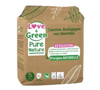 Love & Green - Culottes écologiques non blanchies Taille 5 (12 à 18 kilos) x 18 - Pour bébés - Potty training - Eco-friendly certified materials - Douces pour la planète et la peau de bébé