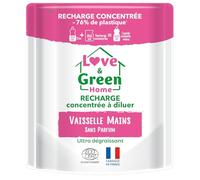 Love & Green Home Recharge concentrée à diluer de liquide vaisselle sans parfum. Certifiée Ecodétergent par Ecocert - Fabriquée en France - 166ml = 500ml de liquide vaisselle
