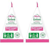 Love & Green Home Recharge concentrée à diluer - nettoyant multi-usages écologique et Sans parfum certifié Ecodétergent par Ecocert - 75ml pour reconstituer 750ml de spray (Lot de 2)