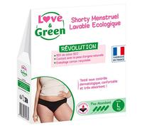 Love & Green Hygiène Féminine Shorty Menstruel Lavable Écologique Taille L Flux Abondant