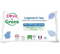 Love & Green Lingettes à l'eau Cosmos Natural ECOCERT FSC – 56 lingettes, emballage recyclable