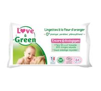 LOVE & GREEN - Lingettes Bébé Parfumées à la Fleur d'Oranger, Douceur Naturelle et Biodégradables (Paquet 64) - Lot de 3 - vendu par Lot
