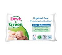 Love&Green Lingettes Hypoallergéniques À L'Eau Peaux Sensibles 56 Pièces