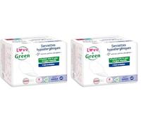 Love & Green Serviettes Ecologiques Nuit- Certifiées Ecolabel - 10 Pièces - 0% colorant, parfum, allergènes (Lot de 2)