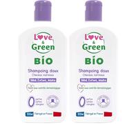 Love & Green - Shampoing doux certifié BIO - Pour toute la famille - Nettoyage doux - Formule certifiée bio - Enrichi en aloe vera et calendula (Lot de 2)