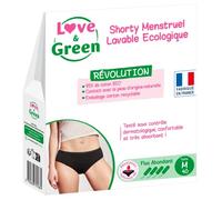 Love & Green - Shorty Menstruel Lavable en Coton - Taille M (40) - Flux Normal - Coussinets à 4 Couches - Fabriqué en France
