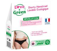 Love & Green - Shorty Menstruel Lavable Taille XXL (46) - Pour femmes - Gestion quotidienne de l'incontinence - Confort supplémentaire - Coton pour la peau