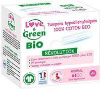 Love & Green - Tampons Digitaux NORMAL x 16 - Gestion du flux menstruel - coton - Sans produits chimiques nocifs - Sans test sur les animaux