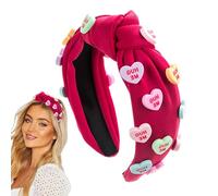 Love Heart Bandeau à nœuds, bandeaux à nœuds larges | Bandeau de lavage du visage à la mode, couvre-chef de maquillage doux | Enveloppes de cheveux douces confortables pour spa, décorations